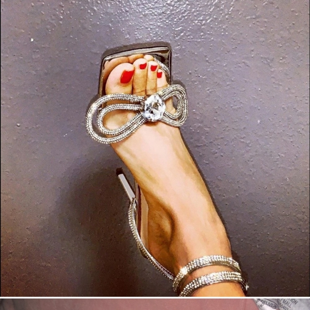 Cult of coquette Elizabeth  silver bow sandals